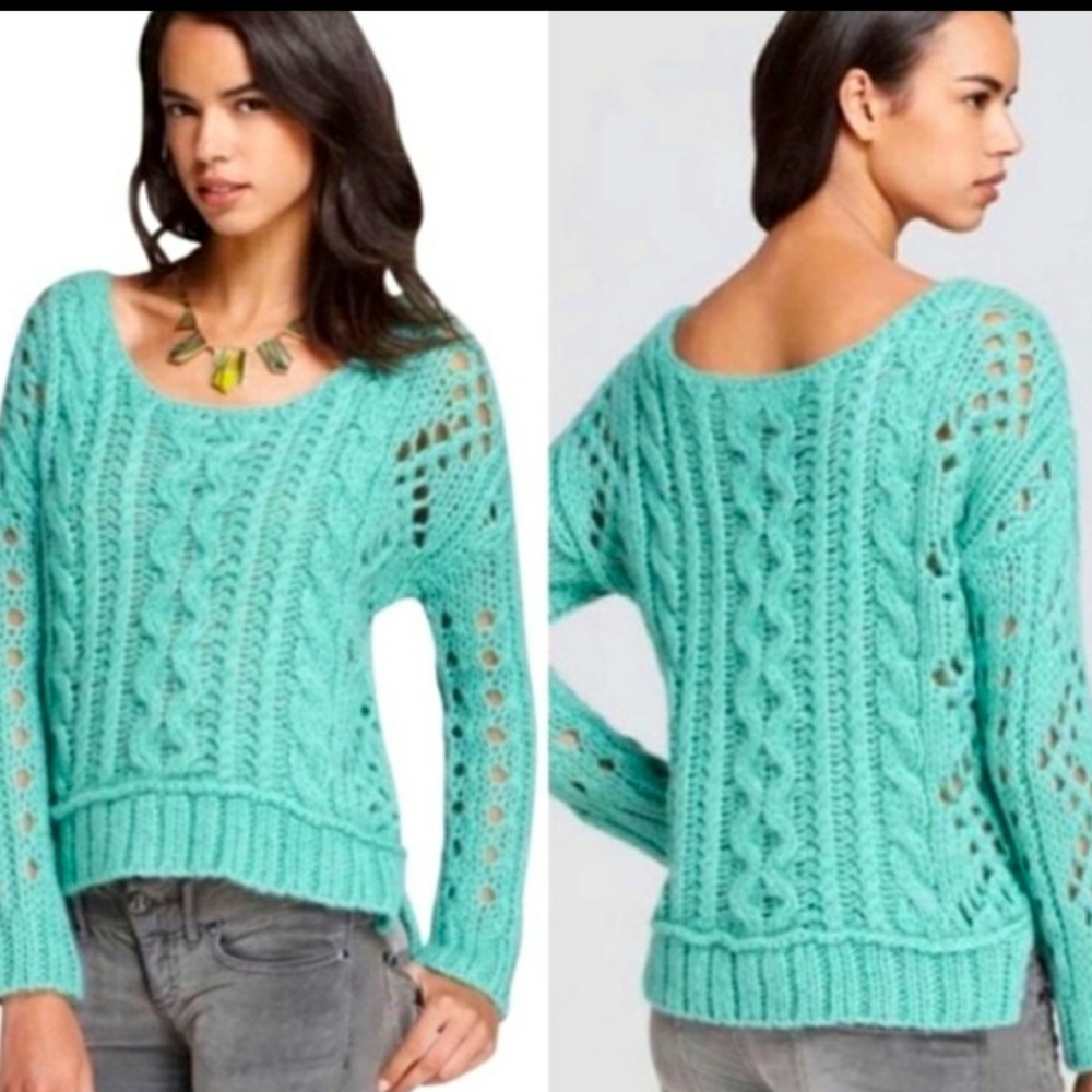 Free People Mint Green Knit Sweater XS